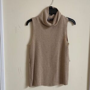 Zara Sleeveless Tan Sweater with turtle neck